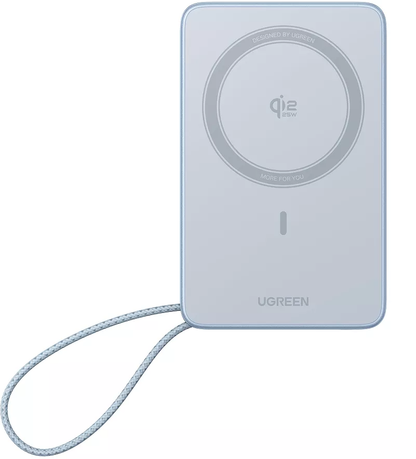 Bežična vanjska baterija UGREEN MagFlow PB773 (65958), 10000mAh, 25W, PD + FQI, 1 x QI - 2 x USB-C, Plava