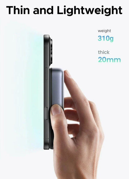 Vanjska bežična baterija UGREEN PB562, 10000mAh, 20W, PD + FQI, 1 x QI - 1 x USB-C, Crna