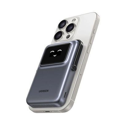 Vanjska bežična baterija UGREEN PB764 Uno, 10000mAh, 20W, PD + FQI, 1 x QI - 1 x USB-C, Siva
