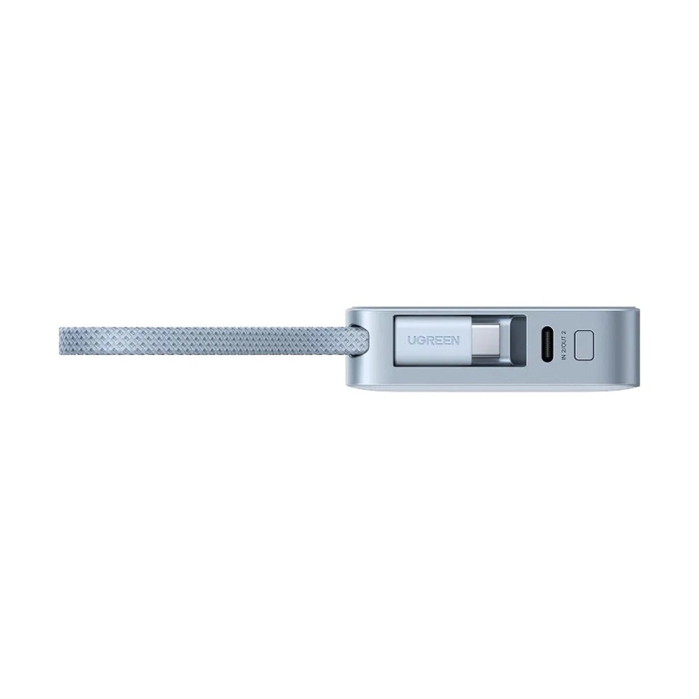 Bežična vanjska baterija UGREEN MagFlow PB773 (65958B), 10000mAh, 25W, PD + FQI, 1 x QI - 2 x USB-C, Plava