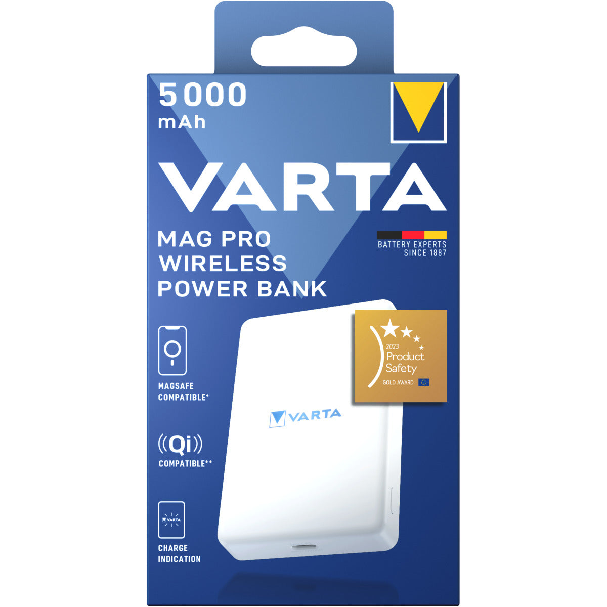 Vanjska bežična baterija Varta Mag Pro, 5000mAh, 12W, 1 x QI - 1 x USB-C, Bijela
