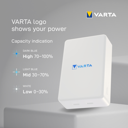 Vanjska bežična baterija Varta Mag Pro, 5000mAh, 12W, 1 x QI - 1 x USB-C, Bijela