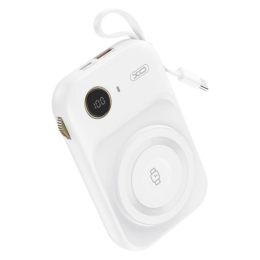 Vanjska baterija Wireless XO Design PR270, 10000mAh, 22.5W, QC + PD + QI, 1 x QI - 1 x USB-A - 1 x USB-C, Bijela