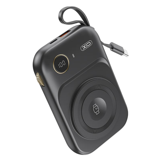 Vanjska baterija Wireless XO Design PR270, 10000mAh, 22.5W, QC + PD + QI, 1 x QI - 1 x USB-A - 1 x USB-C, Crna
