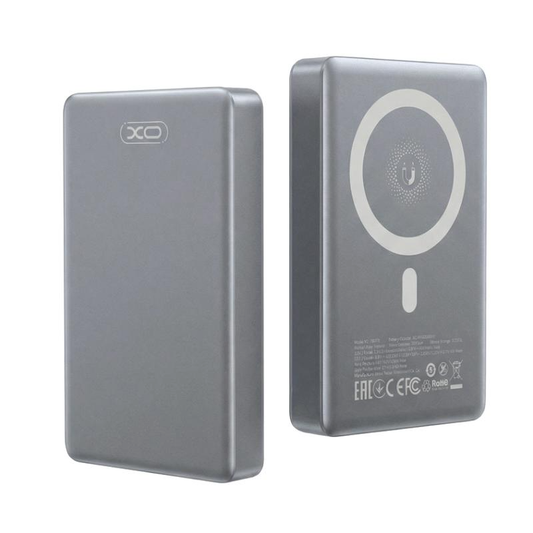 Bežična vanjska baterija XO Design PR294, 10000mAh, 20W, PD + FQI, 1 x QI - 1 x USB-C, Siva