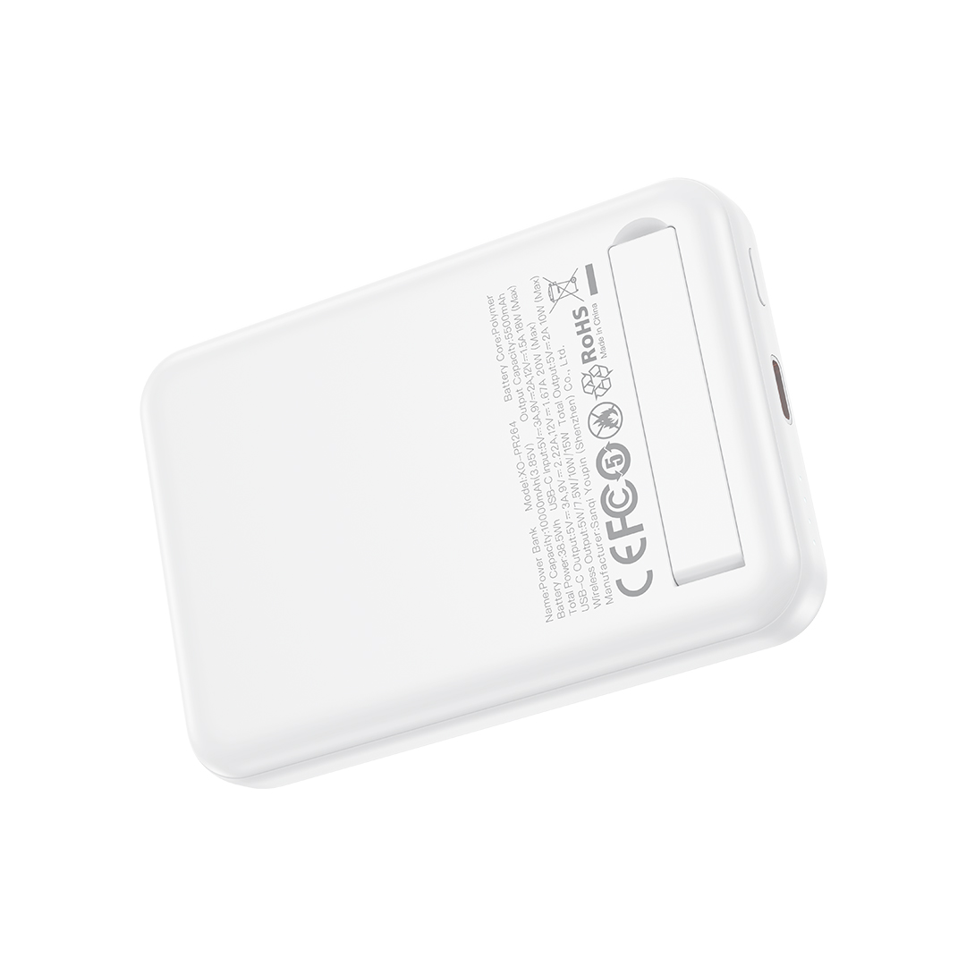 Vanjska baterija Wireless XO Design PR264, 10000mAh, 20W, PD + FQI, 1 x USB-C, Bijela