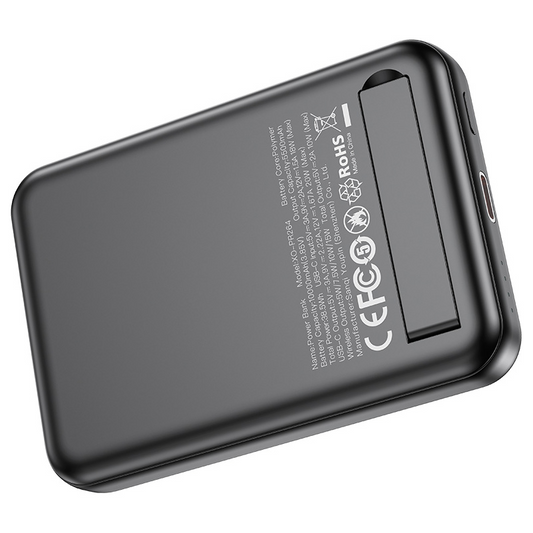 Bežična vanjska baterija XO Design PR264, 10000mAh, 20W, PD + FQI, 1 x QI - 1 x USB-C, Crna, Obnovljena