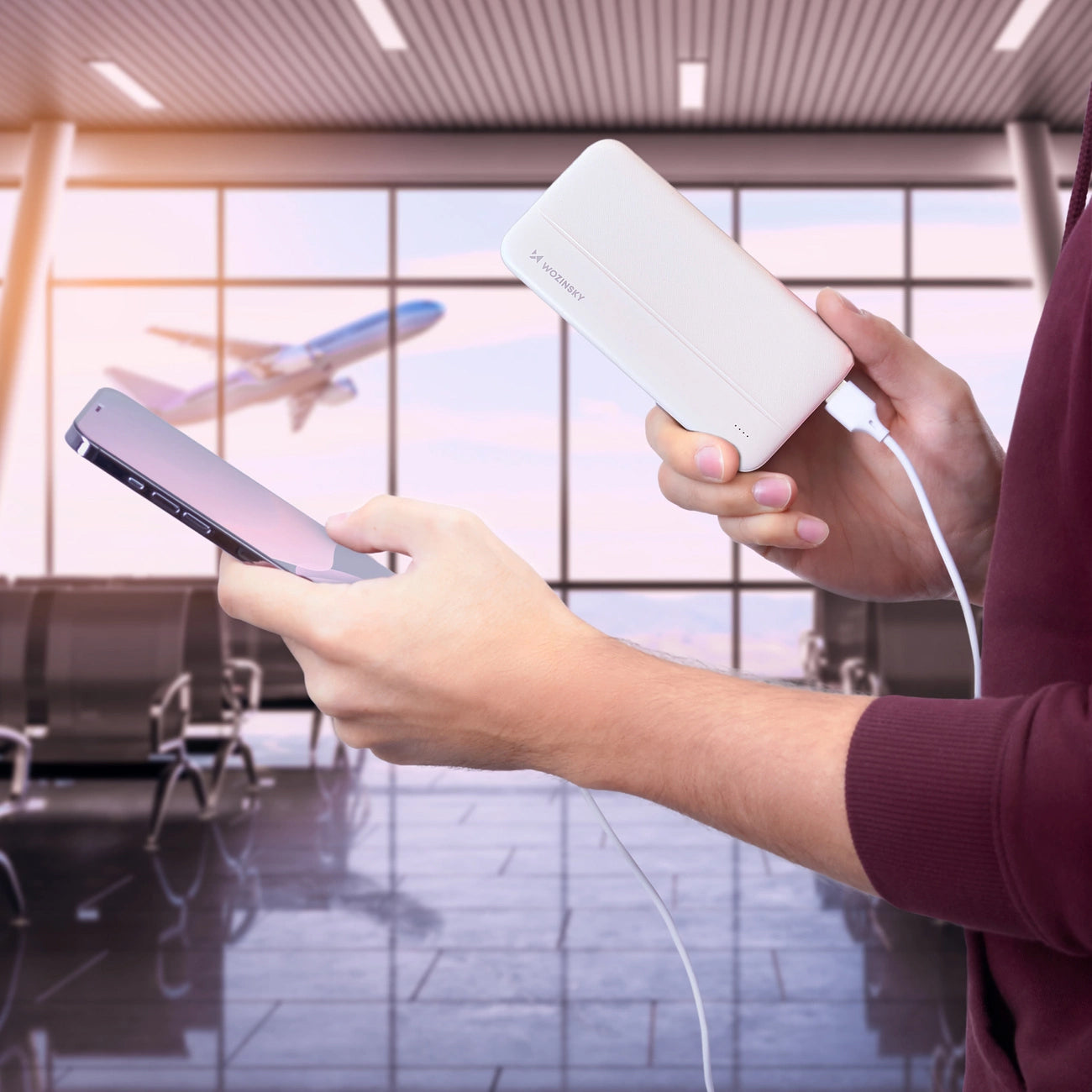 Vanjska baterija WZK WPBWE1, 10000mAh, 10W, 2 x USB-A, Bijela