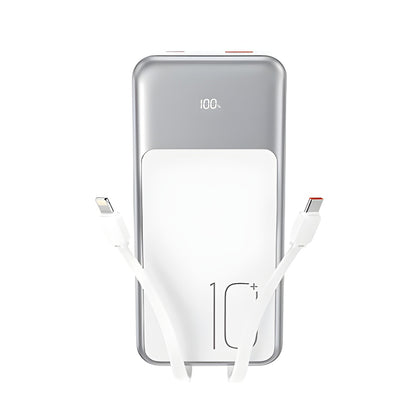 Vanjska baterija XO Design PR248, 10000mAh, 22.5W, QC + PD, 1 x Lightning - 1 x USB-A - 2 x USB-C, Bijela
