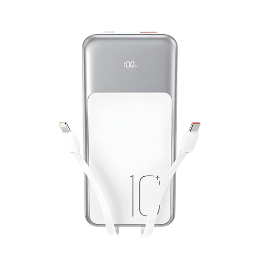 Vanjska baterija XO Design PR248, 10000mAh, 22.5W, QC + PD, 1 x Lightning - 1 x USB-A - 2 x USB-C, Bijela