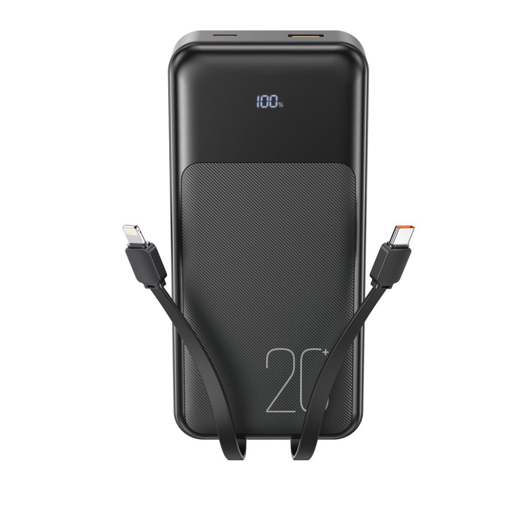 Vanjska baterija XO Design PR249, 20000mAh, 22.5W, QC + PD, 1 x Lightning - 1 x USB-A - 2 x USB-C, Crna