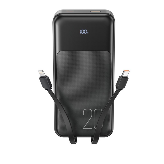 Vanjska baterija XO Design PR249, 20000mAh, 22.5W, QC + PD, 1 x Lightning - 1 x USB-A - 2 x USB-C, Crna