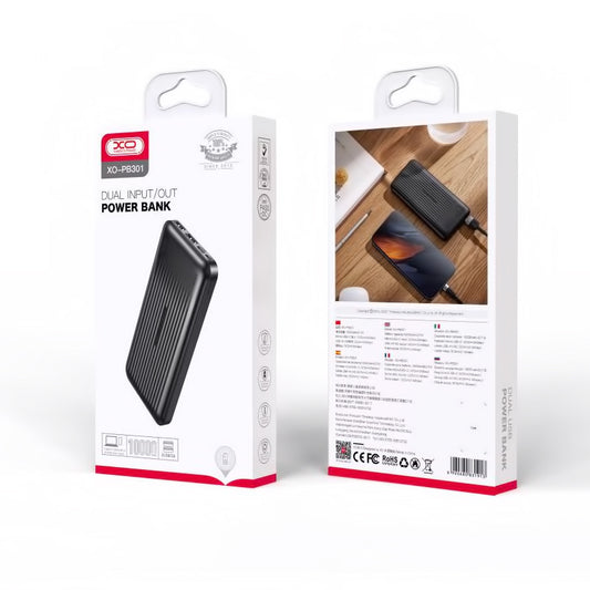 Vanjska baterija XO Design PB301, 10000mAh, 10W, 2 x USB-A, Crna