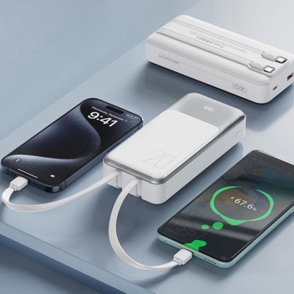Vanjska baterija XO Design PR249, 20000mAh, 22.5W, QC + PD, 1 x Lightning - 1 x USB-A - 2 x USB-C, Bijela
