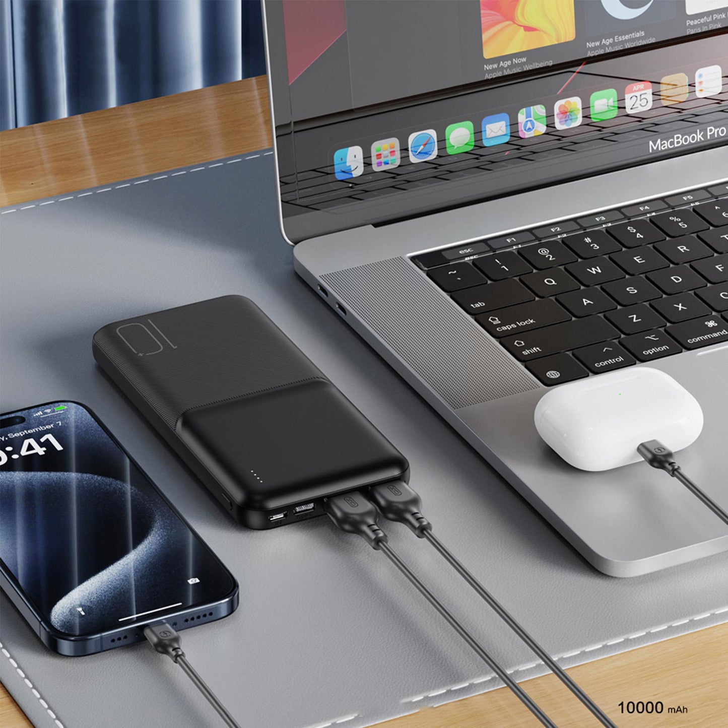 Vanjska baterija XO Design PR251, 10000mAh, 10W, 2 x USB-A, Crna