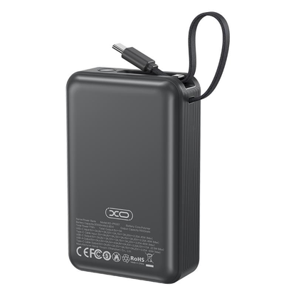 Vanjska baterija XO Design PR267, 20000mAh, 65W, QC + PD, 1 x USB-A - 2 x USB-C, Siva