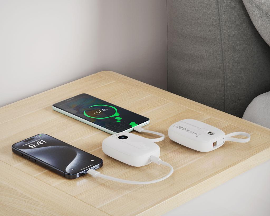 Vanjska baterija XO Design PR246, 10000mAh, 22.5W, PD, 1 x Lightning - 2 x USB-C, Bijela