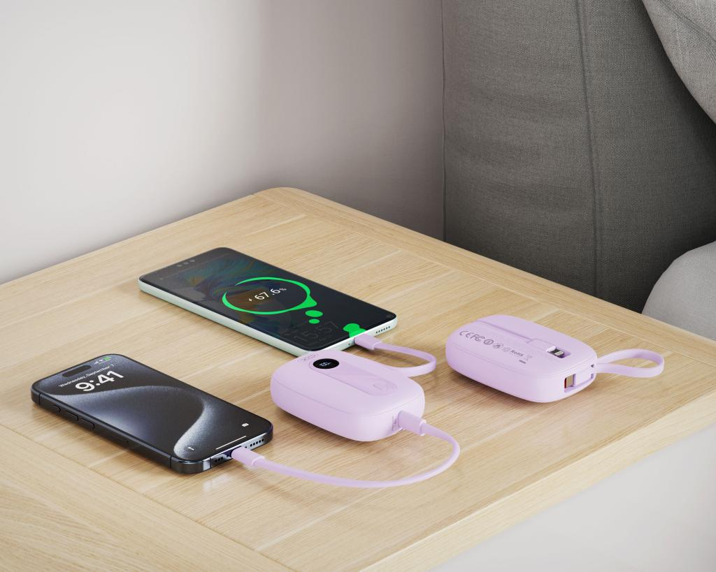 Vanjska baterija XO Design PR246, 10000mAh, 22.5W, PD, 1 x Lightning - 2 x USB-C, Ljubičasta