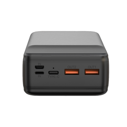 Vanjska baterija XO Design PR201, 30000mAh, 65W, QC + PD, 1 x USB-C - 2 x USB-A, Crna