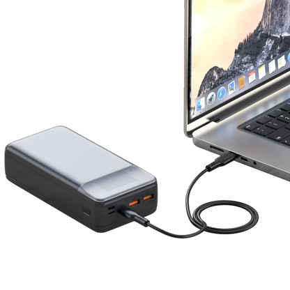 Vanjska baterija XO Design PR201, 30000mAh, 65W, QC + PD, 1 x USB-C - 2 x USB-A, Crna