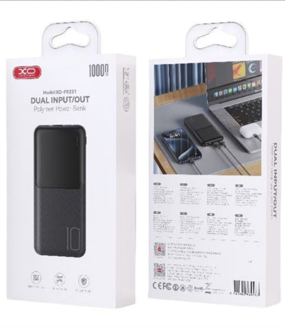 Vanjska baterija XO Design PR251, 10000mAh, 10W, 2 x USB-A, Crna