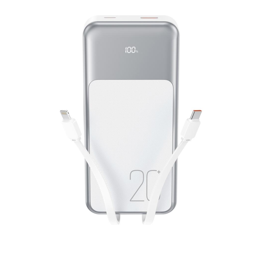 Vanjska baterija XO Design PR249, 20000mAh, 22.5W, QC + PD, 1 x Lightning - 1 x USB-A - 2 x USB-C, Bijela