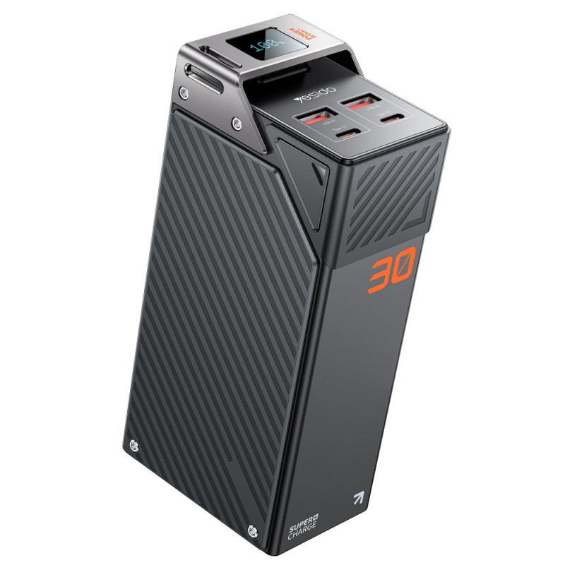 Vanjska baterija Yesido YP62, 30000mAh, 22.5W, QC + PD, 2 x USB-A - 2 x USB-C, Crna