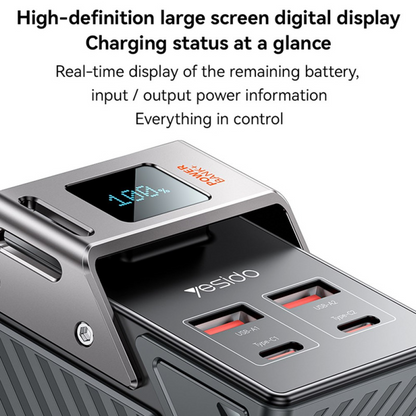 Vanjska baterija Yesido YP62, 30000mAh, 22.5W, QC + PD, 2 x USB-A - 2 x USB-C, Crna