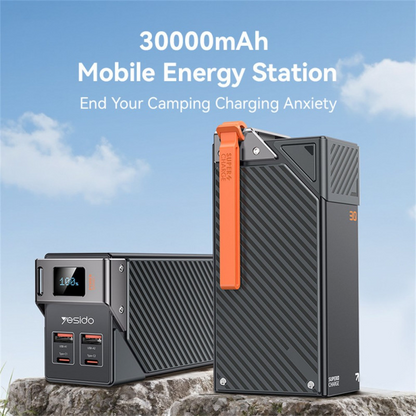 Vanjska baterija Yesido YP62, 30000mAh, 22.5W, QC + PD, 2 x USB-A - 2 x USB-C, Crna