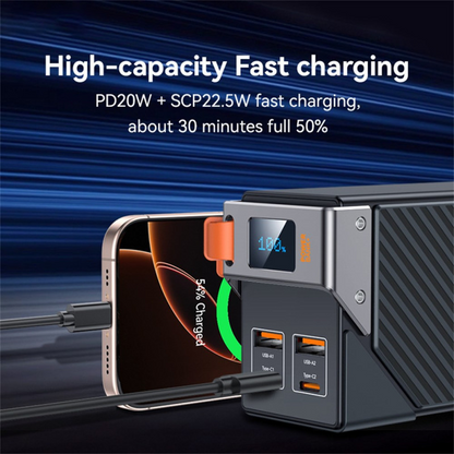 Vanjska baterija Yesido YP62, 30000mAh, 22.5W, QC + PD, 2 x USB-A - 2 x USB-C, Crna