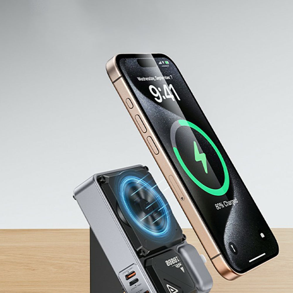 Vanjska baterija Yesido YP89, 10000mAh, 22.5W, QC + PD + FQI, 1 x Lightning - 1 x QI - 1 x USB-A - 1 x USB-C, Siva