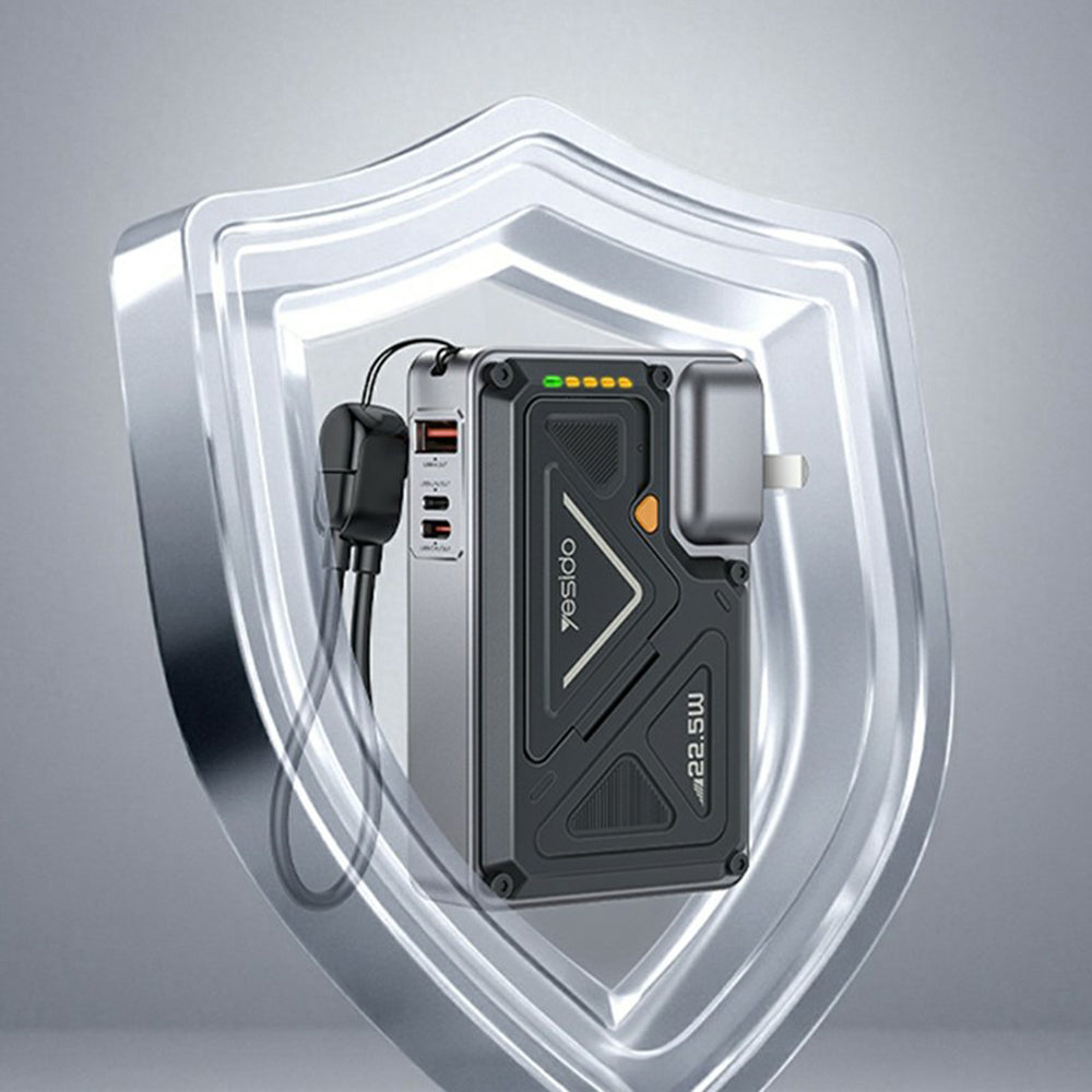 Vanjska baterija Yesido YP89, 10000mAh, 22.5W, QC + PD + FQI, 1 x Lightning - 1 x QI - 1 x USB-A - 1 x USB-C, Siva