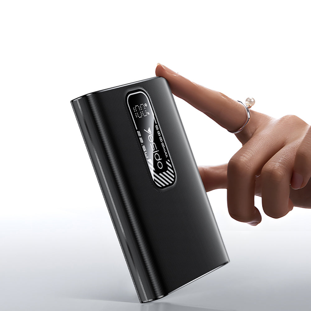 Vanjska baterija Yesido YP92, 5000mAh, 22.5W, QC + PD, 1 x USB-A - 1 x USB-C, Crna
