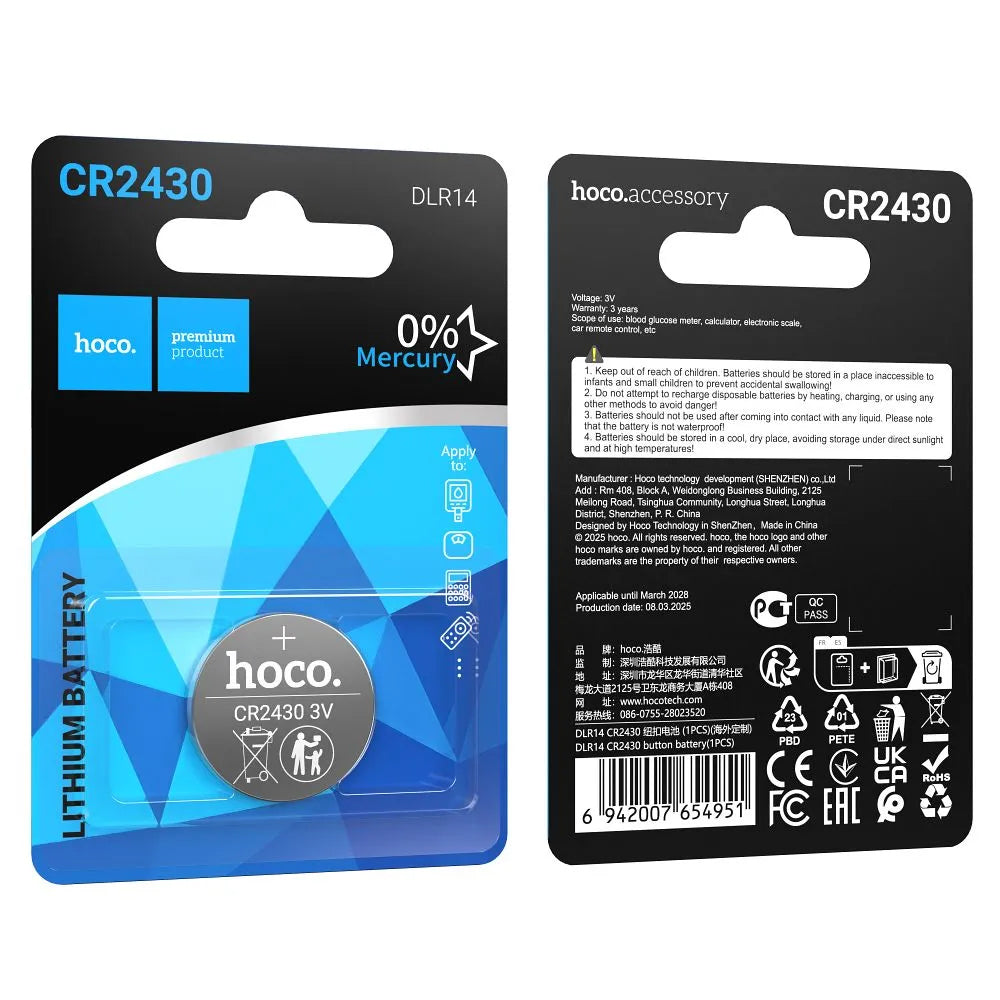 Baterija HOCO DLR14, CR2430