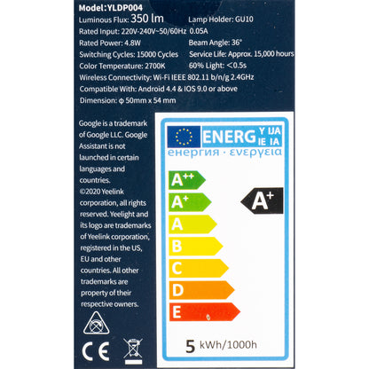 LED žarulja Yeelight W1, Wi-Fi, GU10, 4.8W, 2700K, 350lm, Bijela YLDP004