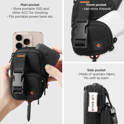 Univerzalna torbica MagSafe za telefon, Spigen, Snap Zip, Crna