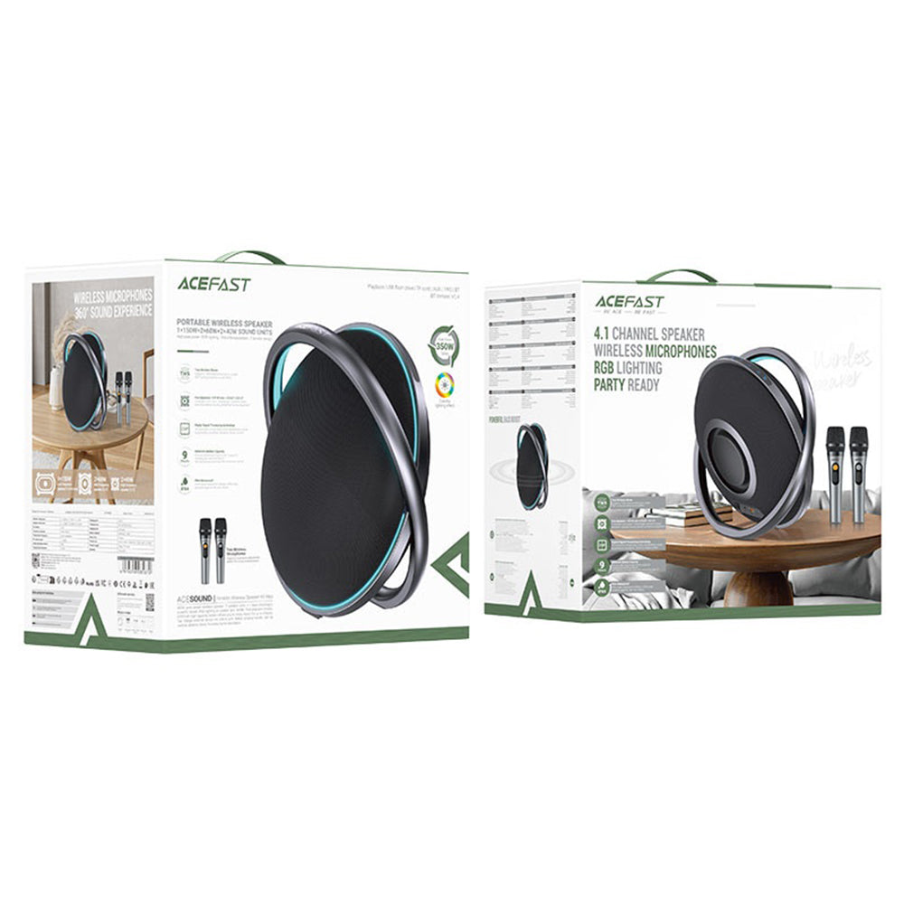 Bluetooth zvučnik Acefast Karaoke K5 Max, 350W, TWS, RGB, vodootporan, crni