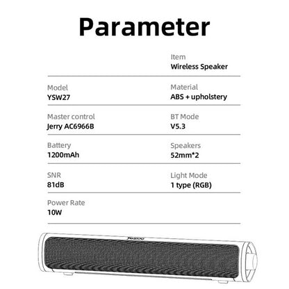 Bluetooth zvučnik Yesido YSW27, 10W, RGB, Crna