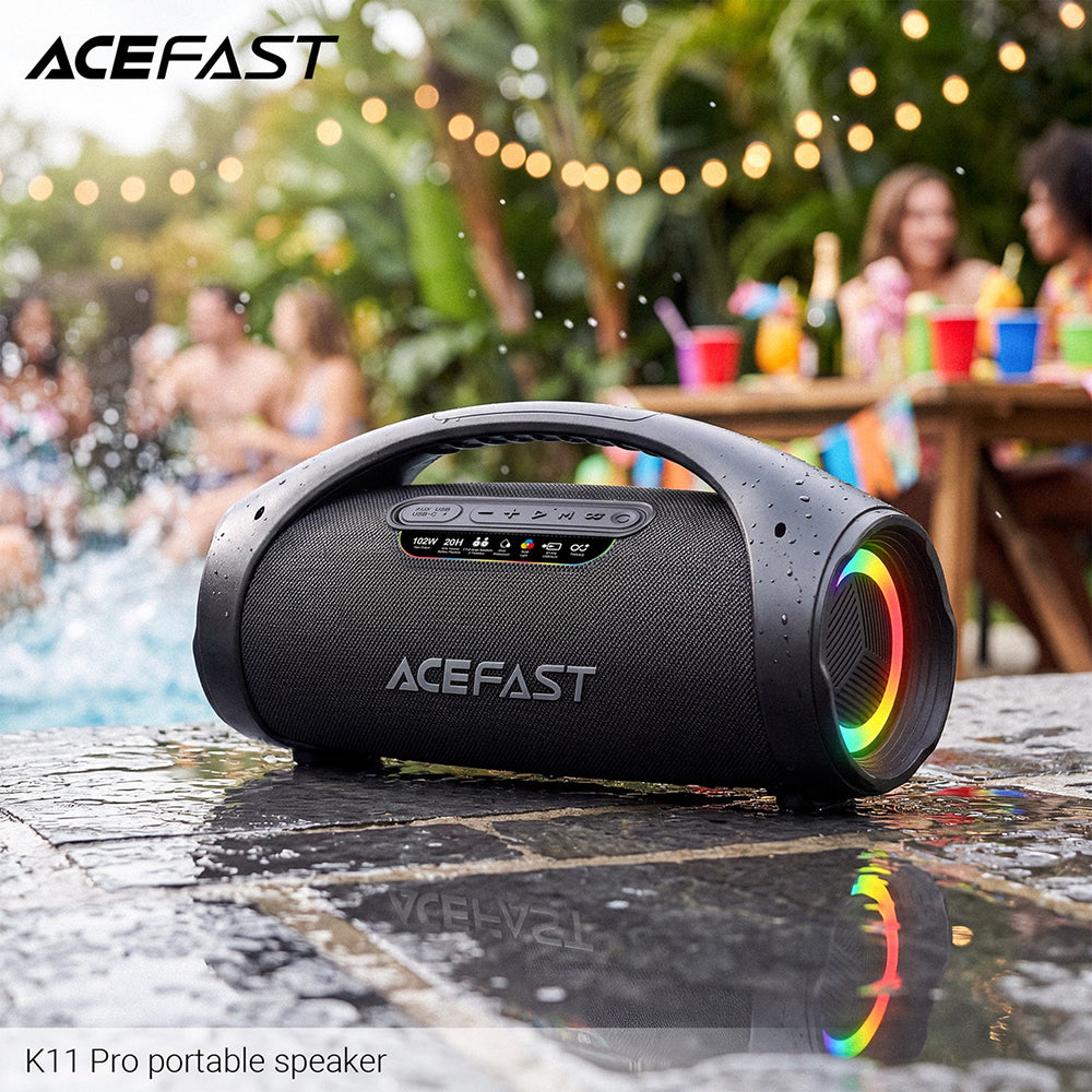 Prijenosni Bluetooth zvučnik Acefast K11 Pro, 102W, RGB, TWS, Vodootporan, Crni