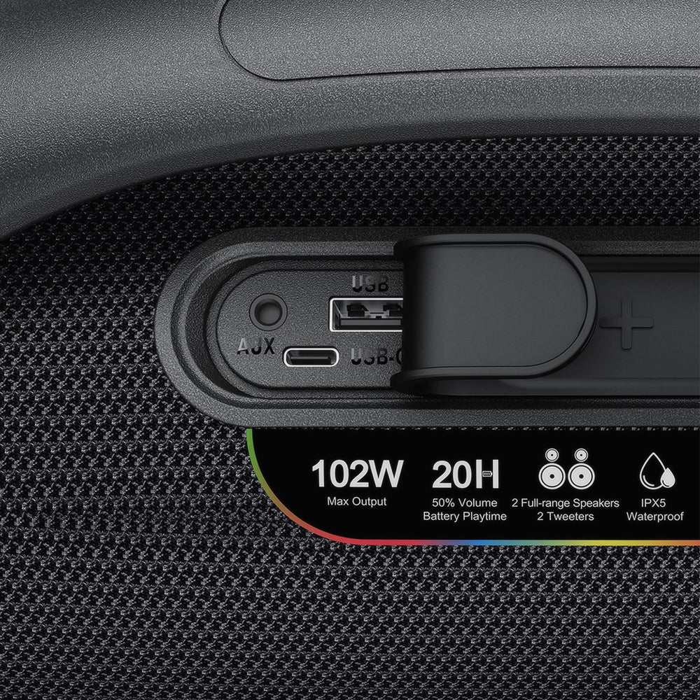 Prijenosni Bluetooth zvučnik Acefast K11 Pro, 102W, RGB, TWS, Vodootporan, Crni