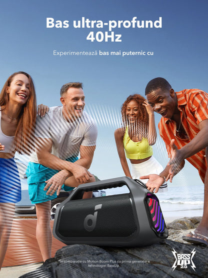 Prijenosni Bluetooth zvučnik Anker SoundCore Boom 2 Plus Nova Verzija, 140W, TWS, RGB, Vodootporan, Crna A3134012