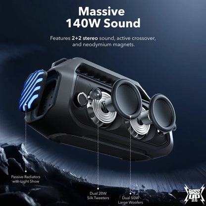 Prijenosni Bluetooth zvučnik Anker Soundcore Boom 2 Plus, 140W, TWS, RGB, vodootporan, crni A3134011