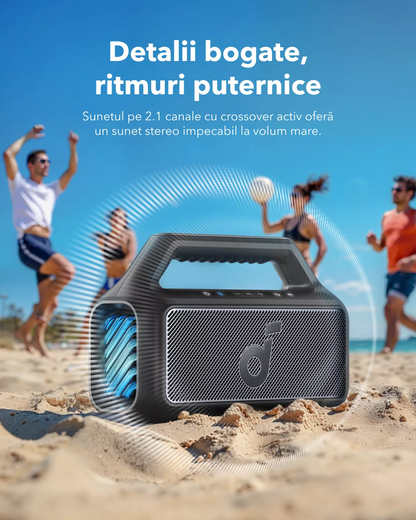 Prijenosni Bluetooth zvučnik Anker SoundCore Boom 2 Nova Verzija, 80W, TWS, RGB, Vodootporan, Crna A3138012