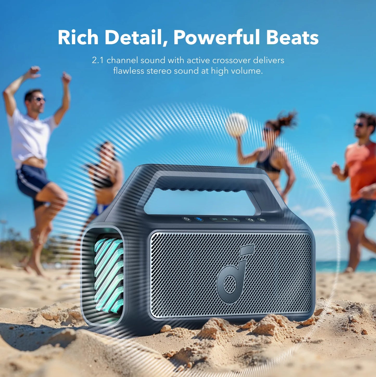 Prijenosni Bluetooth zvučnik Anker SoundCore Boom 2, 80W, TWS, RGB, vodootporan, plavi A3138031
