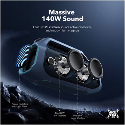 Prijenosni Bluetooth zvučnik Anker Soundcore Boom 2 Plus, 140W, RGB, vodootporan, plavi A3134031