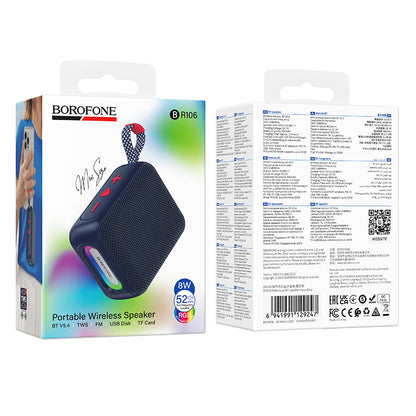 Prijenosni Bluetooth zvučnik Borofone BR106 Felicitous, 8 W, TWS, RGB, tamnoplavi