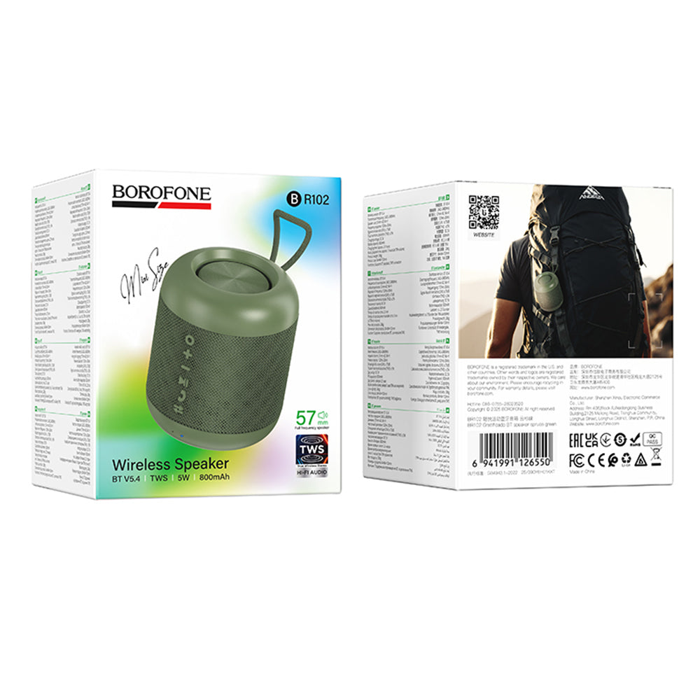 Prijenosni Bluetooth zvučnik Borofone BR102 Gratificado, 5W, TWS, Zeleni
