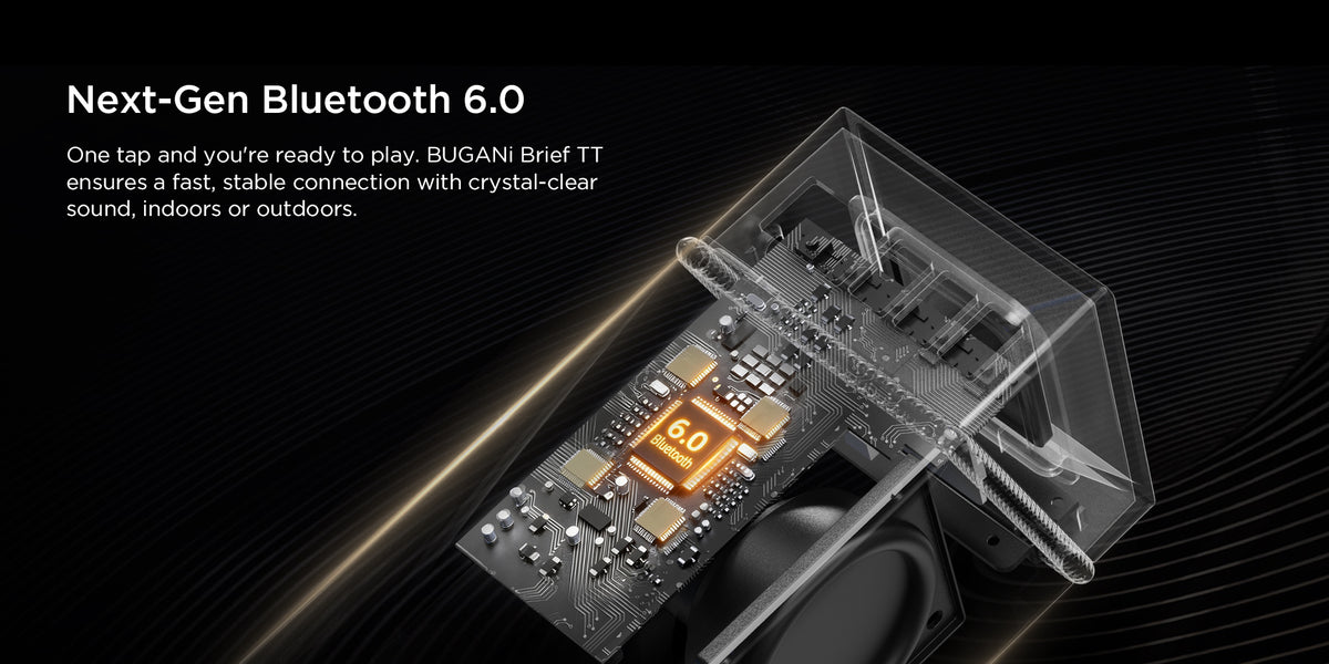 Prijenosni Bluetooth zvučnik Bugani Brief TT, 60W, RGB, Vodootporan, Crno Zlatni