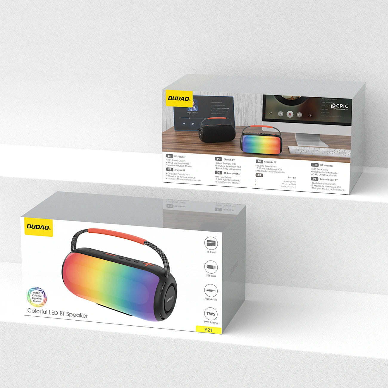 Prijenosni Bluetooth zvučnik Dudao Y21, 2 x 5W, TWS, RGB, Crni
