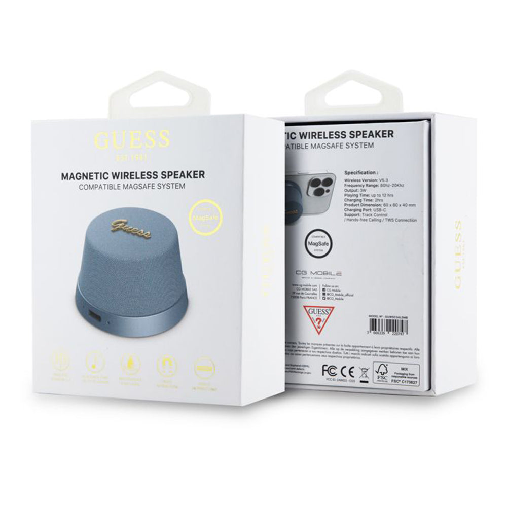 Prijenosni Bluetooth zvučnik Guess Stand Magnetic Script Metal, 3W, Plavi